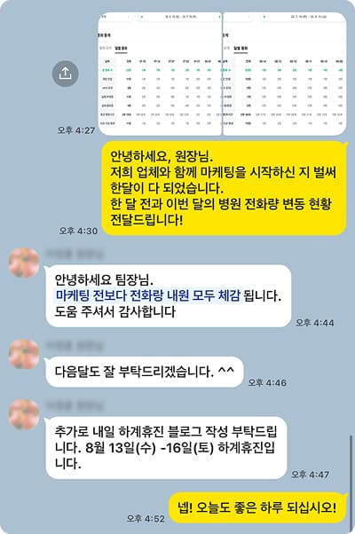 병원 마케팅 성과 채팅