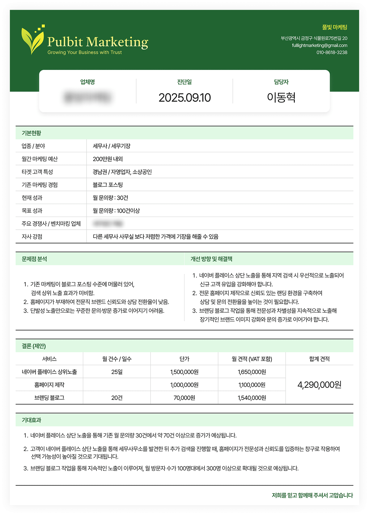 풀빛마케팅 보고서